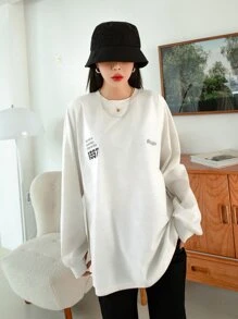 DAZY 標語圖案落肩T恤 - 白色 - 查看 5