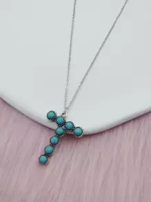 綠松石色字母墜飾項鍊