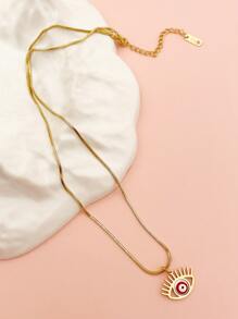 Evil Eye Charm Necklace - Yellow Gold - View 1