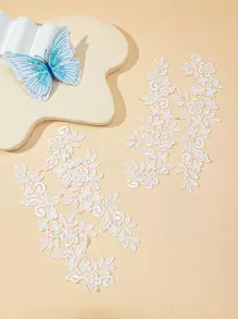 1 cặp hoa thêu ren vải tự làm - trắng - Xem 3