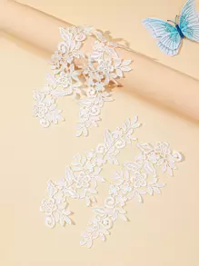 1 cặp hoa thêu ren vải tự làm - trắng - Xem 1