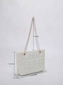 Bolsa cuadrada guateado con cadena - Beis - Ver 8