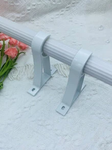 2入組素色鋁窗簾竿支架帶4入組螺絲 - 白色 - 查看 1