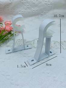 2入組素色鋁窗簾竿支架帶4入組螺絲 - 白色 - 查看 4