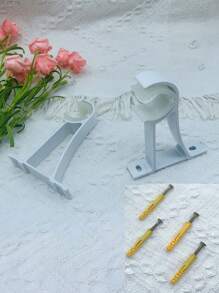 2入組素色鋁窗簾竿支架帶4入組螺絲 - 白色 - 查看 5