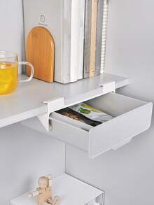 1 pieza Estante de almacenaje sin perforación montado en la pared escritorio - Gris - Ver 2