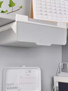 1 pieza Estante de almacenaje sin perforación montado en la pared escritorio - Gris - Ver 4