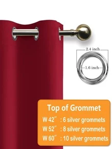 Solid Single Panel Blackout Curtain - Red - View 2