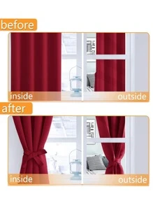 Solid Single Panel Blackout Curtain - Red - View 6