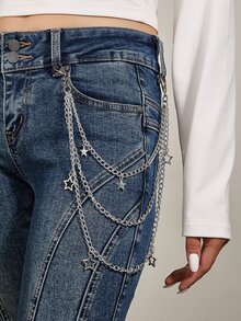 Star Charm Layered Pant Chain - Bạc - Xem 1