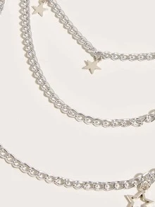 Star Charm Layered Pant Chain - Bạc - Xem 4