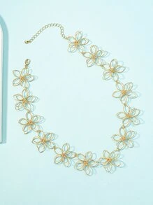 Flower Decor Choker Valentines,Mom,Mother,Mother's Day,Gift - Yellow Gold - View 3