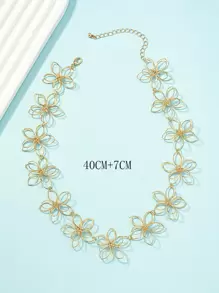 Flower Decor Choker Valentines,Mom,Mother,Mother's Day,Gift - Yellow Gold - View 4