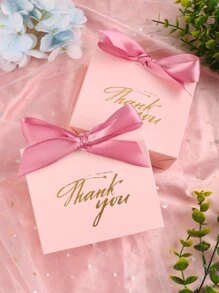 4 piezas Caja de regalo con estampado de slogan con diseño de lazo - Multicolor - Ver 1