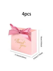 4 piezas Caja de regalo con estampado de slogan con diseño de lazo - Multicolor - Ver 3