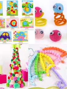 130入組隨機色DIY小絨球 - 彩色 - 查看 3