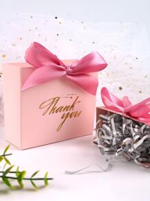 4 piezas Caja de regalo con estampado de slogan con diseño de lazo - Multicolor - Ver 4