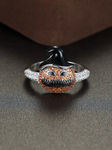 Anillo Halloween con diamante de imitación & con diseño de calabaza - Multicolor - Ver 3