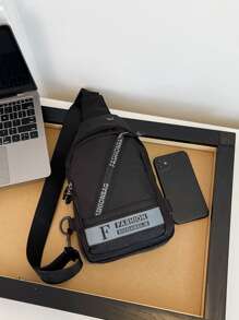 Bolso bandolera mini con estampado de letra - Negro - Ver 5