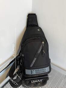 Bolso bandolera mini con estampado de letra - Negro - Ver 3