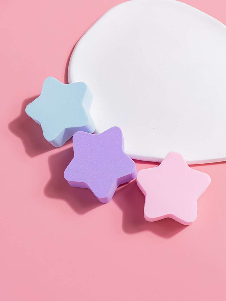3pcs Star Shaped Makeup Sponge - Pink - View 1