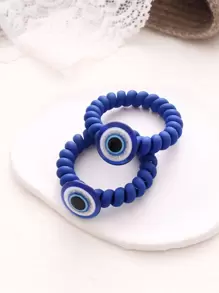 2入組邪惡之眼裝飾線圈髮繩 - 藍色 - 查看 1