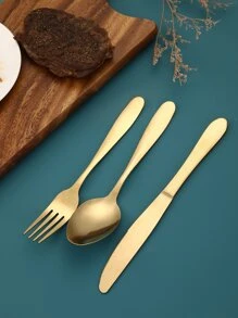 3pcs Stainless Steel Cutlery Set - Gold - View 4
