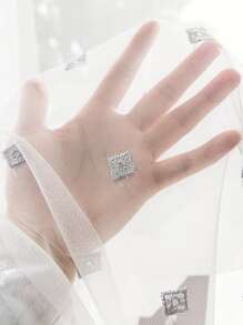 Geometric Embroidered Single Panel Curtain - White - View 4