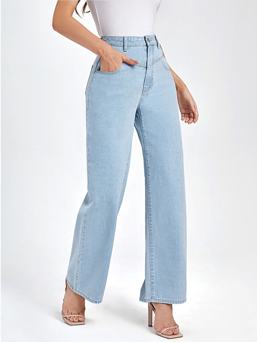 SHEINBlues Wide Leg Jeans - Light Wash - View 1