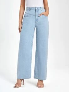 SHEINBlues Wide Leg Jeans - Light Wash - View 2