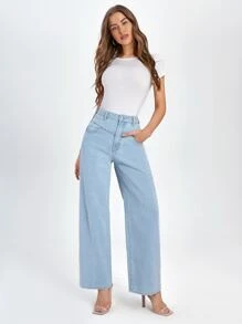SHEINBlues Wide Leg Jeans - Light Wash - View 4