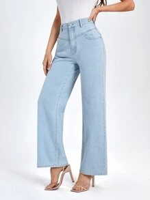 SHEINBlues Wide Leg Jeans - Light Wash - View 5