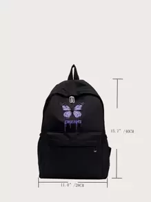 蝴蝶狼疮意识丝带旅行背包，男女轻便电脑笔记本电脑包背包蝴蝶图案经典背包，大学学校包，学校背包，学校用品，书包，学校书包，大背包，大容量，便携，轻便，适合青少年女孩、女士、大学生、男孩和男人、白领工作者，非常适合返校、开学第一天、中学、高中、大学、时尚蝴蝶包 - 黑色 - 查看 3