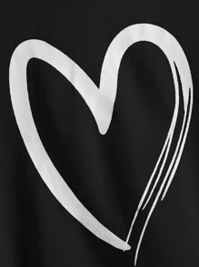 SHEIN Unity Capucha con cordón con bolsillo de canguro con estampado de corazón - Negro - Ver 4