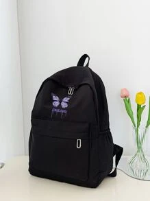 蝴蝶狼疮意识丝带旅行背包，男女轻便电脑笔记本电脑包背包蝴蝶图案经典背包，大学学校包，学校背包，学校用品，书包，学校书包，大背包，大容量，便携，轻便，适合青少年女孩、女士、大学生、男孩和男人、白领工作者，非常适合返校、开学第一天、中学、高中、大学、时尚蝴蝶包 - 黑色 - 查看 8