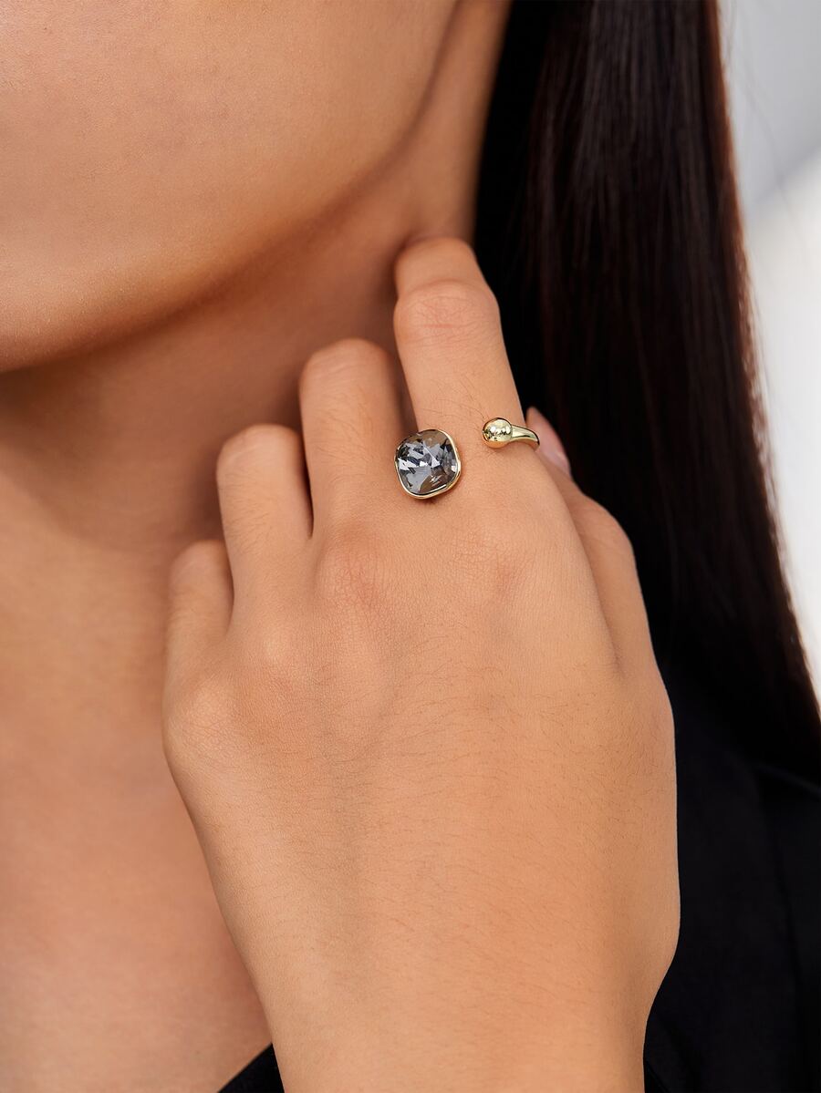 Rhinestone Decor Cuff Ring - Multicolor - View 1