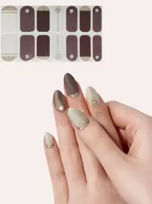 1張金屬亮絲美甲貼紙和1入組指甲銼 - 彩色 - 查看 1