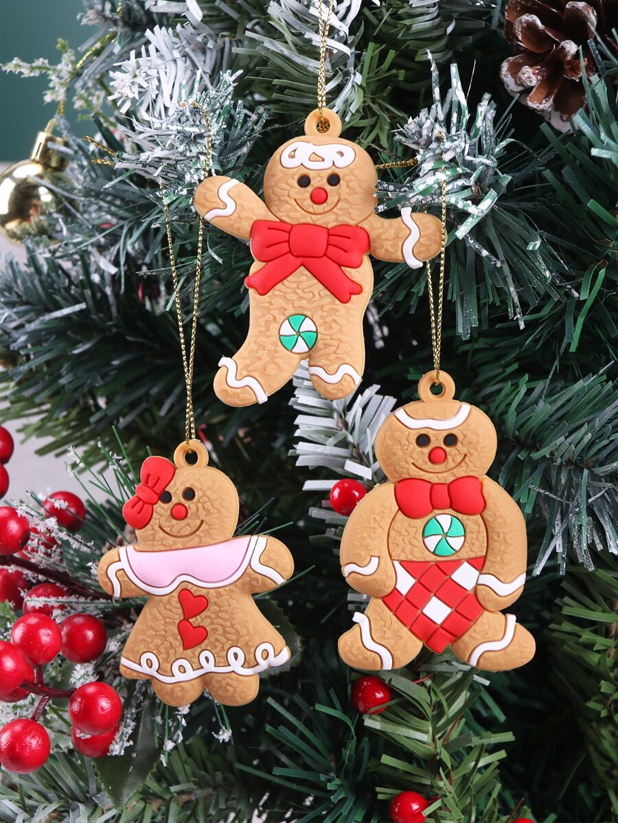 12pcs New Christmas Tree Ornaments - Gingerbread Man Design | SHEIN USA