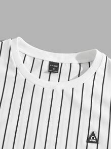 Manfinity VCAY Men Striped Letter Patched Tee - White - View 4
