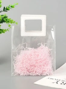 1pc Clear Gift Bag, Portable Flower Wrapping Bag For Party - Clear - View 2