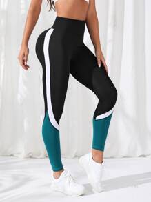 Easithlete Tri-Panel Yoga Leggings Seamless Tummy Control Athletic Leggings - Multicolor - View 2
