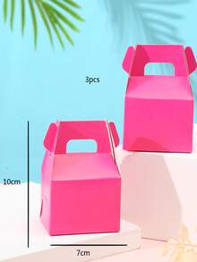 3pcs Solid Color Gift Box - Hot Pink - View 3