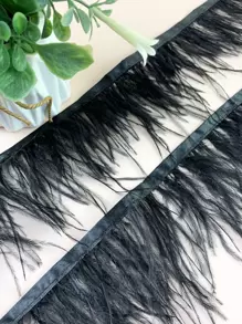 1pc Purple Faux Ostrich Fur Fabric Sewing Material - Black - View 5