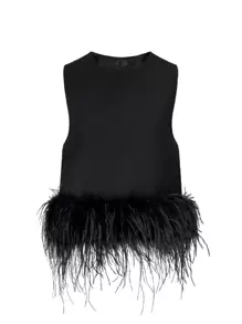 1pc Purple Faux Ostrich Fur Fabric Sewing Material - Black - View 4