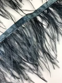 1pc Purple Faux Ostrich Fur Fabric Sewing Material - Black - View 2