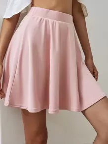 SHEIN Essnce Falda amplia unicolor - Rosa Pálido - Ver 1