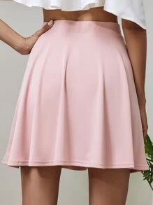 SHEIN Essnce Falda amplia unicolor - Rosa Pálido - Ver 2