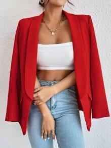 Rafferiza Solid Shawl Collar Blazer Fall Cloth For Women