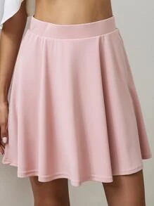 SHEIN Essnce Falda amplia unicolor - Rosa Pálido - Ver 4