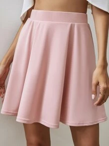 SHEIN Essnce Falda amplia unicolor - Rosa Pálido - Ver 7